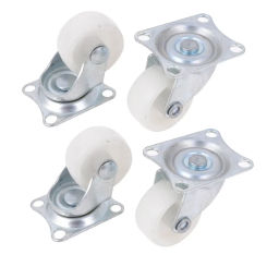 4 Pcs White 3 inch Single Wheel Light Duty Swivel Plate Plastic Rectangle Top Plate Move Flexible Light Duty Caster Wheel