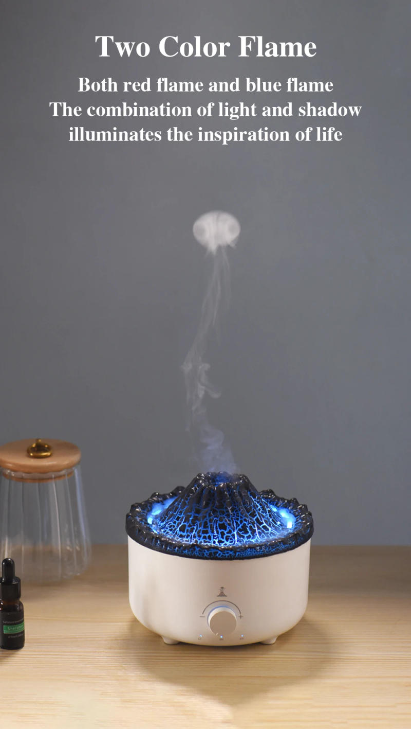 Description Picture 4 of item560ml Volcano Jellyfish Air Humidifier Flame Aroma Diffuser Essential Oils Perfume Blow Electric Smell for Home Freshener Smoke
