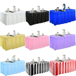 Disposable Table Skirt with Tablecloth Plastic Table Cover Decoration Birthday Party Wedding Festival Round Rectangular Tables