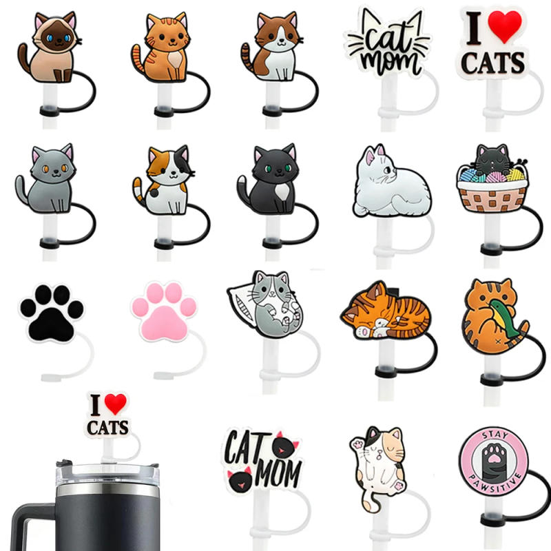 Description Picture 2 of itemCute Cat Animal Straw Cover Cap for Reusable Drinking Dust Cap Glas Cup Accessories,Straw Toppers 10mm Silicone Straw Cover