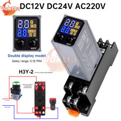 DC12V DC24V AC220V Digital Time Relay Mini Power-on Delay Controller Time Relay Cycle Time Control Delay Device with Base Socket
