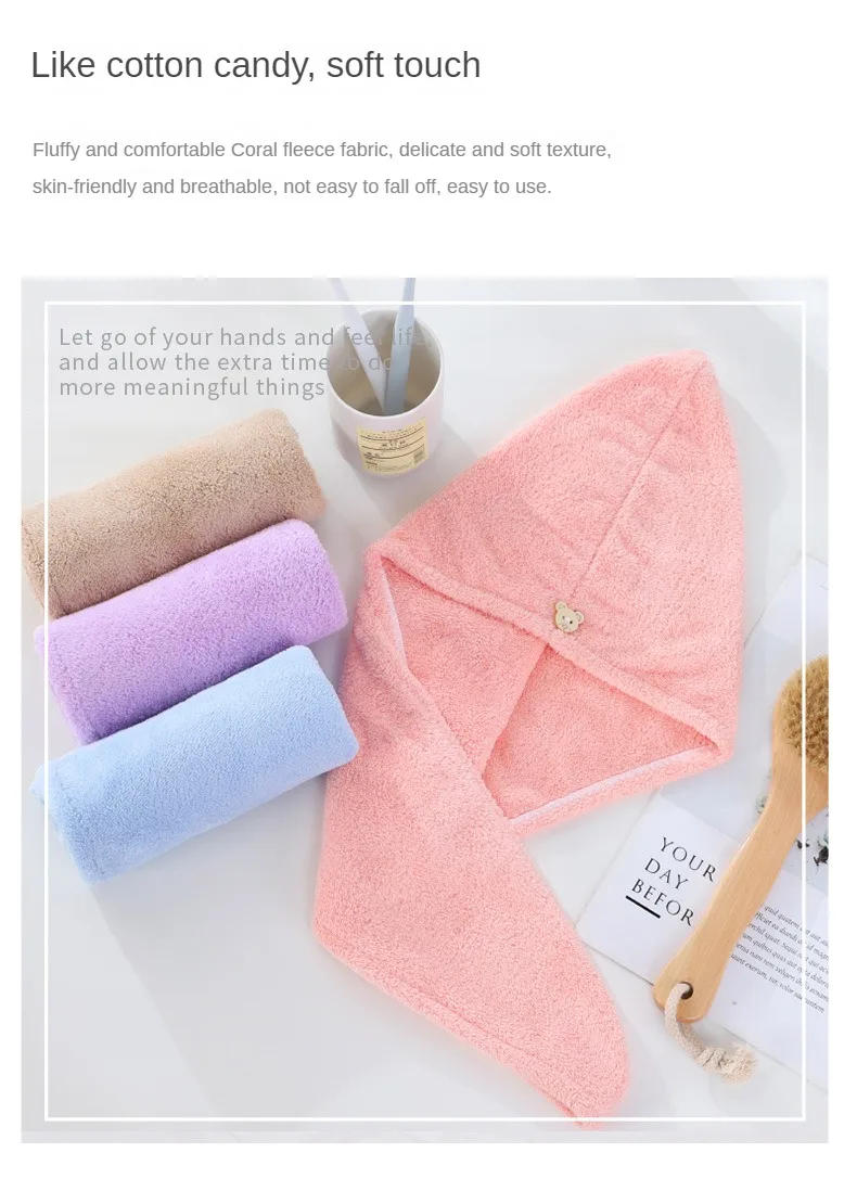 Description Picture 5 of itemDry Hair Cap Sports Towel Fiber Super Fine Adult Bath Towel Towels Bathroom Soft Turban for Hair Drying Miss Serviettes Face Wet