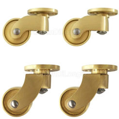4PCS 1 inch Brass Caster Wheels 360 Degree Swivel Plate Casters Roller for Cart Furniture Total Capacity 176lbs GF1456