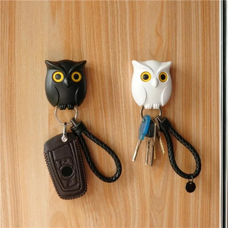 Description Picture 3 of item1/2PCS Magnetic Owl Key Holders Self Adhesive Magnets Hold Keychain Key Hanger Hooks Will Open Eyes Home Wall Decorative Hooks