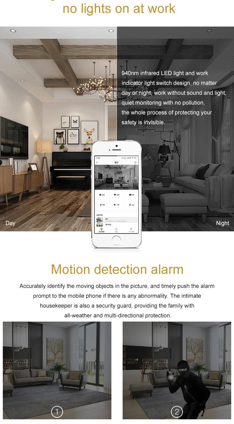 Description Picture 6 of itemMini Smart Camera WiFi Remote Small HD 1080P Wireless Monitoring Ip  Video Night Vision Security Protection Surveillance Cameras