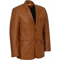 Men Genuine Lambskin Pure Real Leather Blazer Coat Two Button Soft Jacket