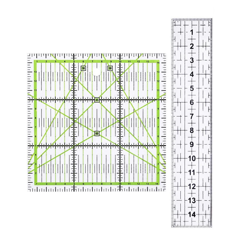 Description Picture 6 of item1/2pcs 15cm Quilting Patchwork Ruler Fabric Cloth Cutting Ruler Acrylic Sewing Rulers DIY Knitting Crafts Tailor Sewing Tools