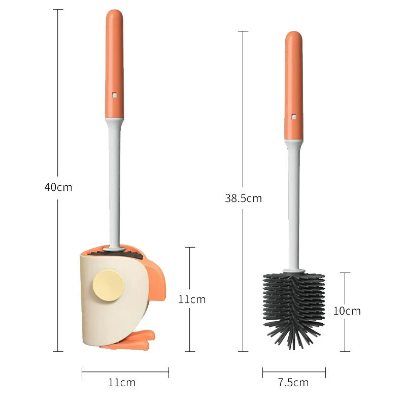 Description Picture 5 of itemToilet Brush And Holder Set,Bathroom Toilet Cleaning Brush With Soft Silicone,Standing & Wall-Mounted Floor Brush