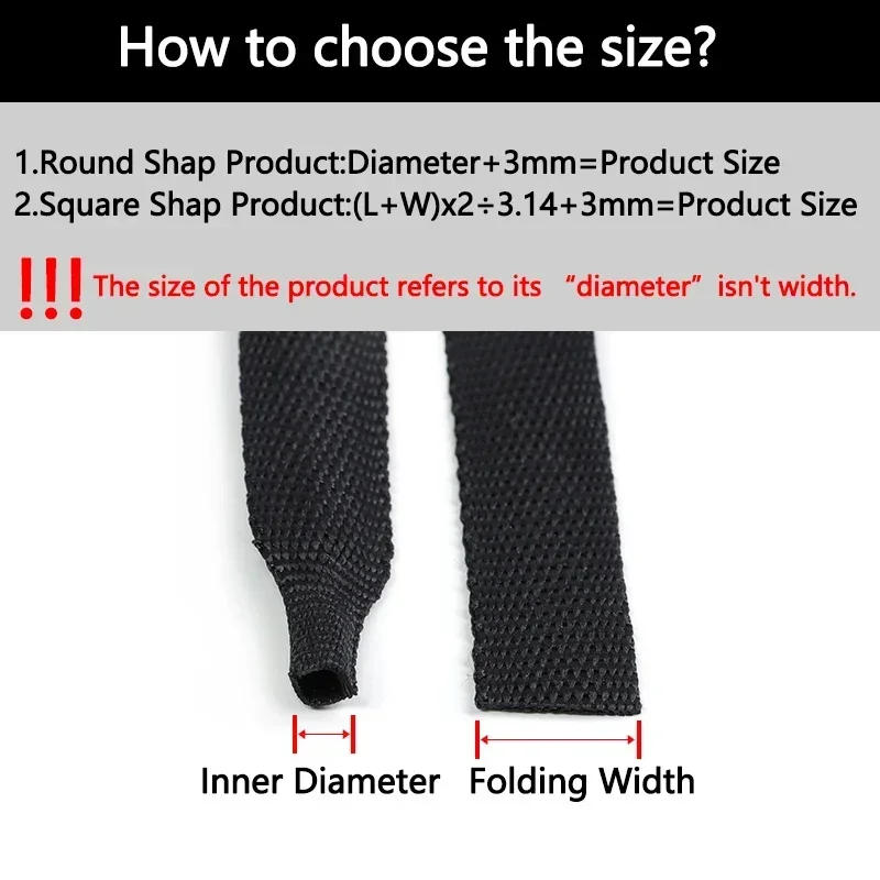 Description Picture 6 of item1~50m Braided Cable Sleeve Diameter 4~30mm PET Heat Shrink Tube Insulation Flam Retardant Shrinkable Wire Wrap Sheath Organizer