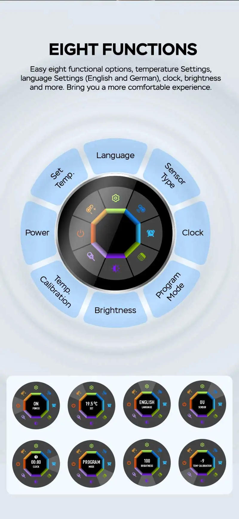 Description Picture 5 of itemEARU Tuya WiFi Smart Knob Temperature Controller Digital Display Electric Floor Heating Water Gas Boiler for Alexa Google Home