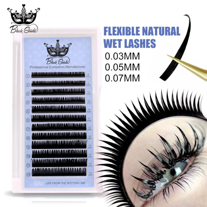Description Picture 2 of item0.07 Wet look Cosplay Eyelash Extension New Fashion Soft Mink False Eyelash Individual Lashes Russian Volume Premade Fans Lashes