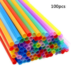 100Pcs Disposable Plastic Straws Colorful Party Event Drinking Straws Flexible Large Straight Tube Straw Bar Accessories 6*190mm
