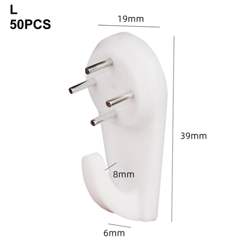 Description Picture 4 of item50pcs/set Photo Frame Hanging Hook White Painting Hook Plastic Invisible Wall Hooks Mount Photo Picture Nail Hook Hangers