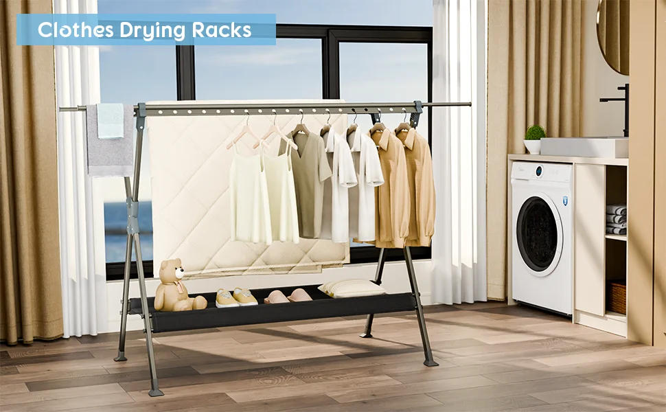 Description Picture 3 of item90 Inches Outdoor Clothes Drying Rack Foldable,Retractable Large Drying Rack Clothing