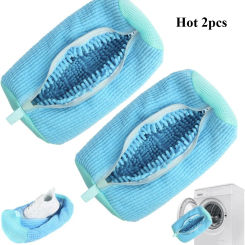 2/1PCS Shoe Washing Bag Washing Machine Laundry Bags with Zipper Closure Shoes Cleaning Bags Shoes Laundry Fluffy Fibers Sneaker