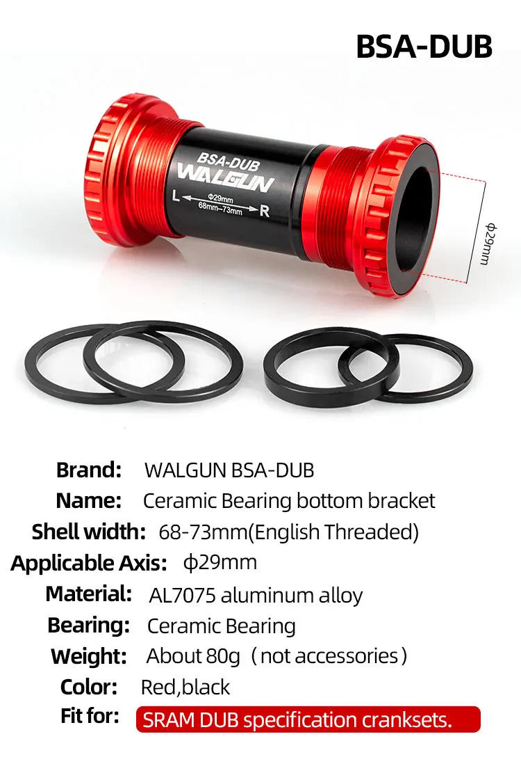 Description Picture 5 of itemBSA BSA24 BSA30 Bike Bottom Bracket Ceramic BB MTB Road 24mm 30mm DUB Movimento Central Hollowtech Ultegra XT GXP Bicycle Crank
