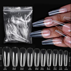 Full Cover Sculpted Clear False Nail Tips Gel Nails Extension System Coffin False Fake Nail Tips DIY Practice Nail Manicure Tool