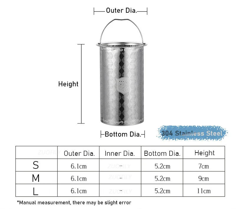 Description Picture 6 of itemNew Reusable Stainless Steel Tea Strainer Mesh Infuser Basket Loose Tea Leaf Infusers Herb Filter for Mug Teapot Teaware S/M/L