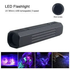 365nm UV Flashlight USB Rechargable 5 Modes LED Inspection Lamp Waterproof Torch Lantern For detecting urine currency