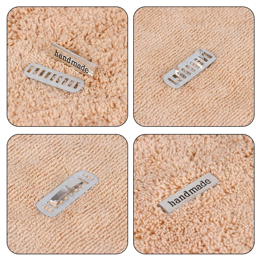 Description Picture 6 of item10Pcs Rectangle Metal Labels Zinc Alloy Die-casting Engraved Handmade Labels DIY Bags Crochet Clothes Hats Garment Labels Tags