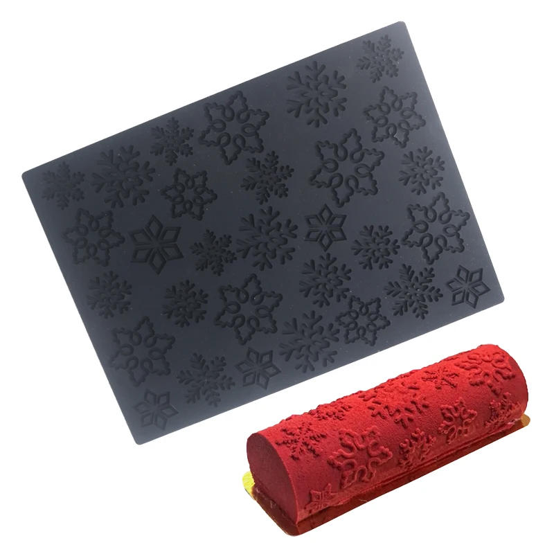 Description Picture 3 of itemSnowflake Texture Wood Grain Design Christmas Silicone Cake Molds Mousse Cake Moulds Chocolate Moulds Dessert Decoration Tools