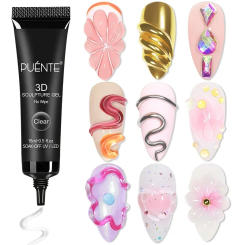 15ML Clear 3D No Wipe Sculpture Gel Nail Polish 3D Modeling Chrome Nail Art Rhinestone Glue Soak Off UV Semi-permanent Varnish