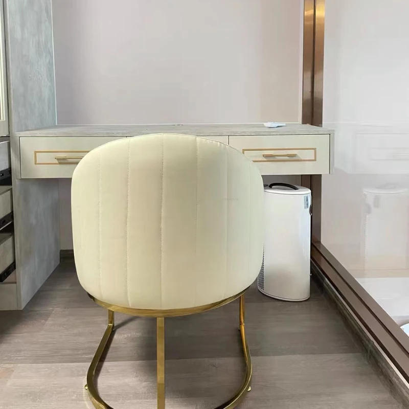 Description Picture 3 of itemEuropean Flannel Dining Chairs for Kitchen Designer Armchair Dining Room Furniture Brushed Stainless Steel Home Dining Chair GM