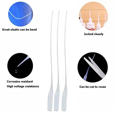 Description Picture 3 of item100pc Plastic Glue Bottom Tips 7cm White Micro-Tips for Mouse Tail Dispensing Needle Dispensing Precision Applicator Lab supplie