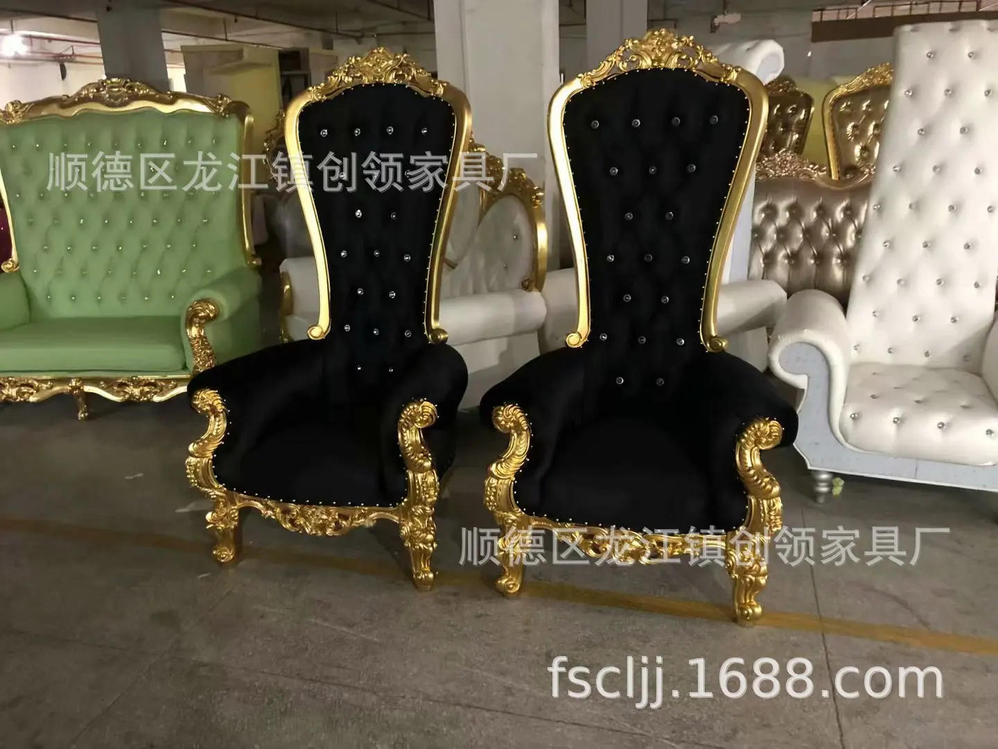 Description Picture 6 of itemEuropean high back chair solid wood decorative image chair villa living room hotel club KTV princess chair