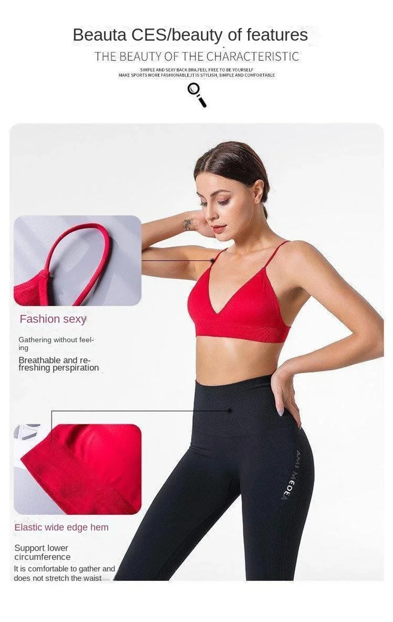 Description Picture 5 of itemS M L Seamless Triangle Cup Bra Women Wrapped Chest Camisole Underwear Breathable V Neck Gather Up Sports Fitness Yoga Casual
