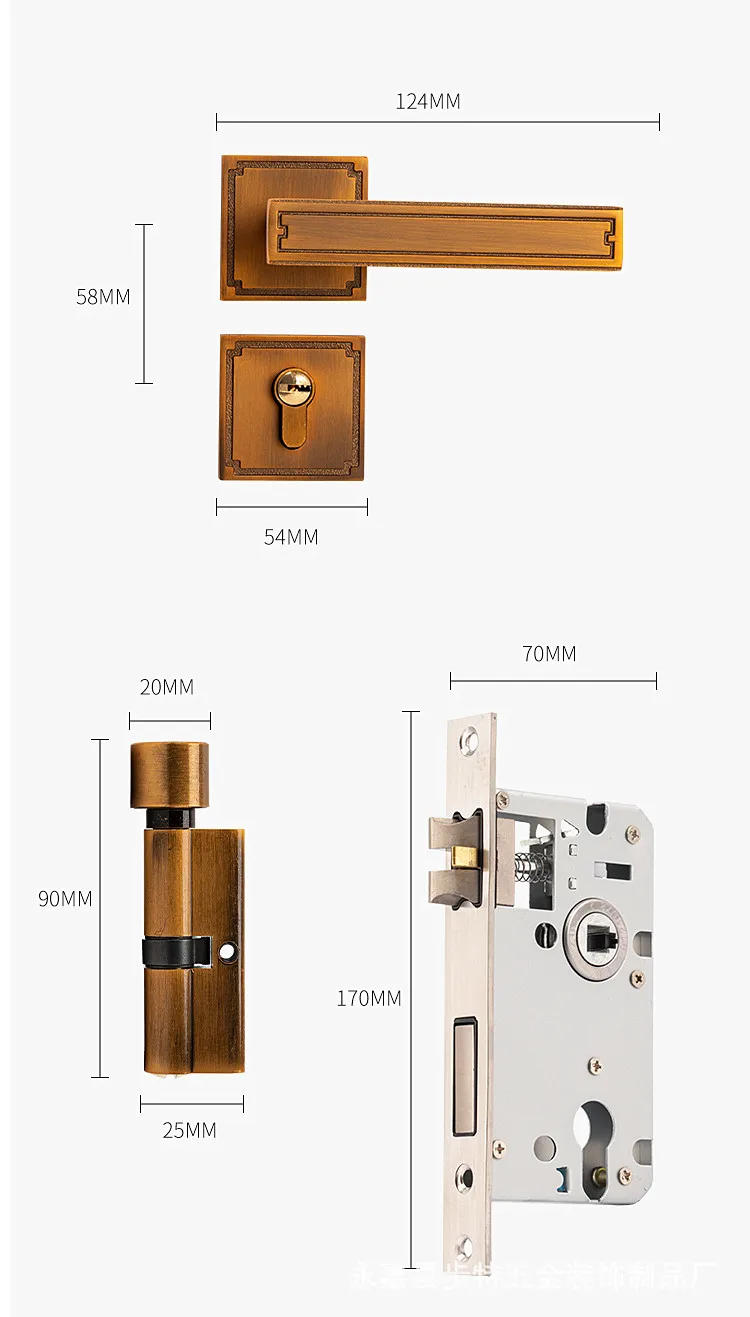 Description Picture 5 of itemIndoor Aluminum Alloy Security Door Lock Chinese Door Handle Split Lockset Home Silent Magnet Lock Door Hardware Accessories