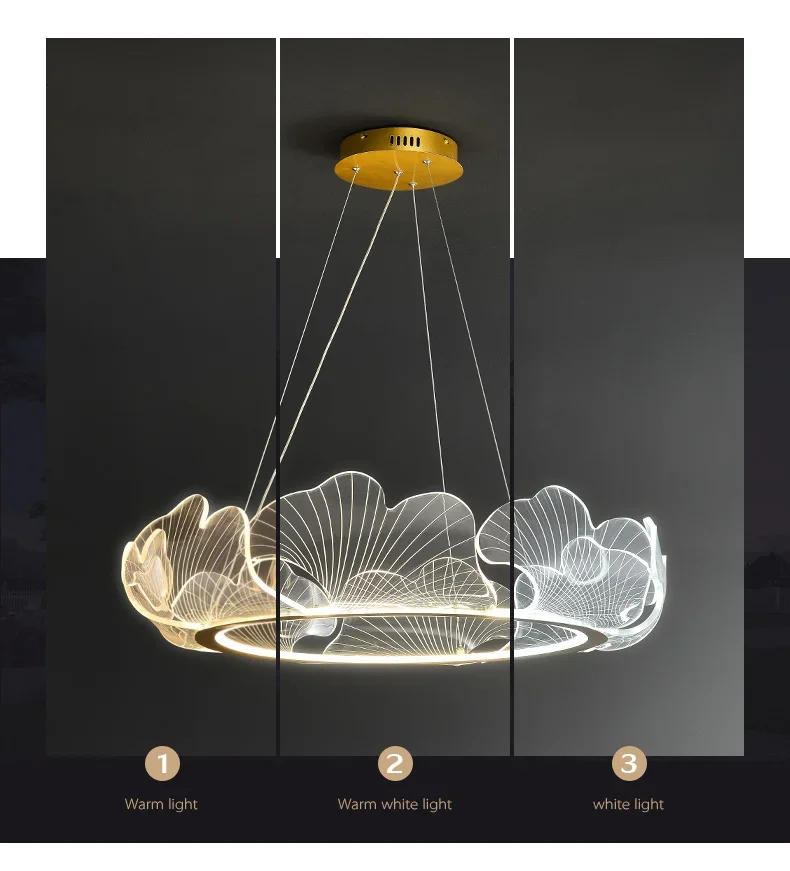 Description Picture 4 of itemModern Nordic Light Luxury Lotus Leaf Chandelier Postmodern Minimalist Living Room Dining Room Bedroom Pendant Lamp