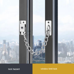 Stainless Steel Window Lock Child Safety Chain Window Stopper Protection Lock Adjustable Door Window Anti-theft Chain