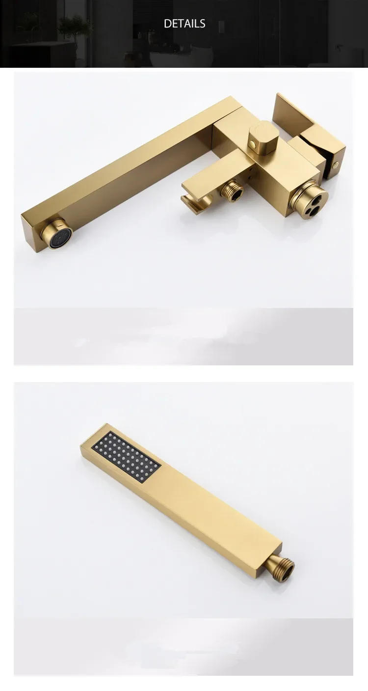 Description Picture 4 of itemBathroom Bathtub Faucet + Handheld Shower Free Standing Brushed Gold Luxury 9Mixer Taps Floor Mounted