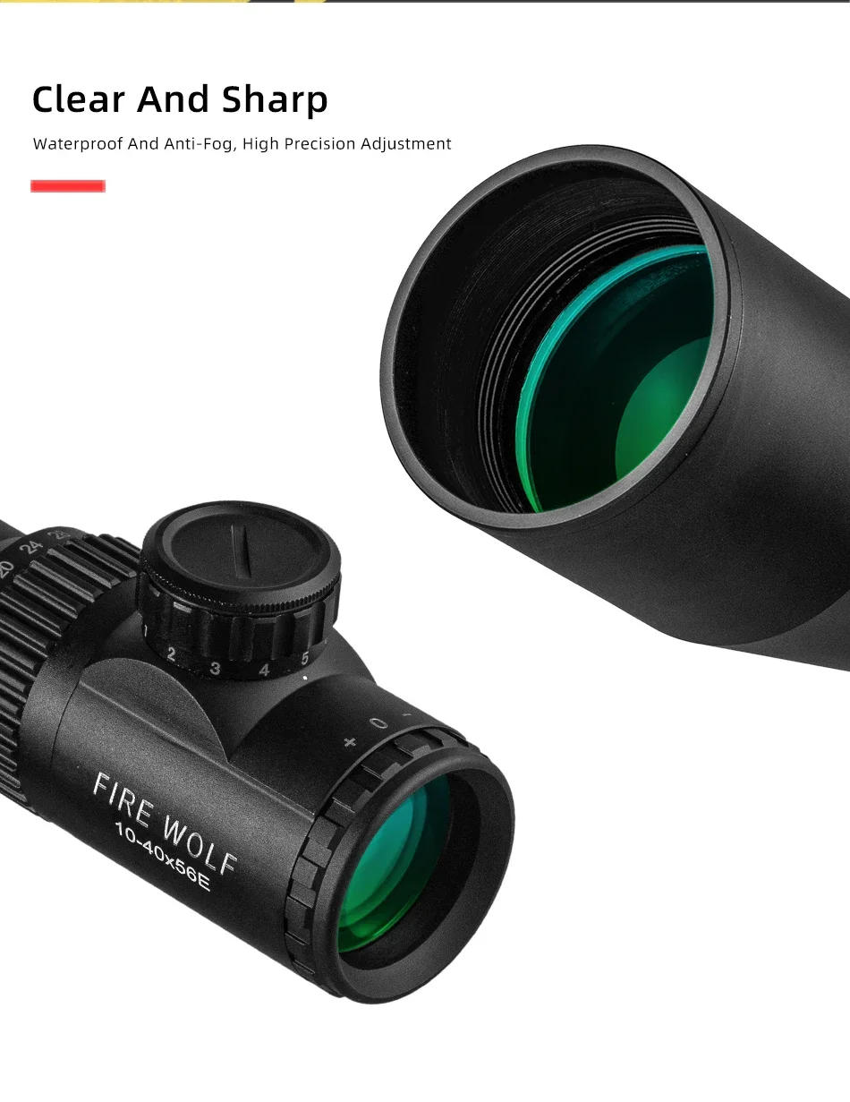 Description Picture 3 of itemFire Wolf 10-40X56 AOE Hunting Scopes Side Wheel Parallax Adjustment Optics Riflescope Red Green Dot Sight For Scopes