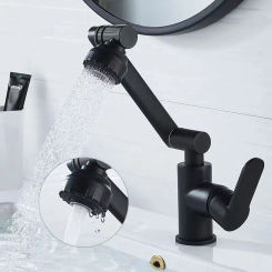 1080° Swivel Universal Basin Faucet Black/Silver Alloy Hot and Cold Mixer Faucets Shower Head Aerators For Bathroom Kitchen