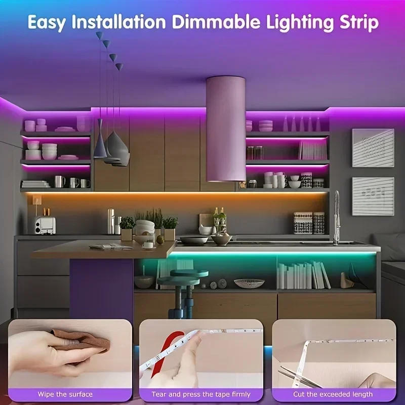 Description Picture 5 of item5-30M DC12V LED RGB Strip Light Bluetooth SMD 5050 IR 44Key Remote Control + Adapter Flexible Lame Tape Diode For Home Decor
