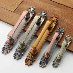 Punch-free Wooden Door Door Handle Antique Copper European-style Double Door Exposed Handle Aluminum Alloy Cabinet Door Handle
