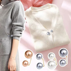 6PCS pearl non-slip safety pins Dress brooch decoration dress waist fastening pins collar adjustment scarf safety fashion