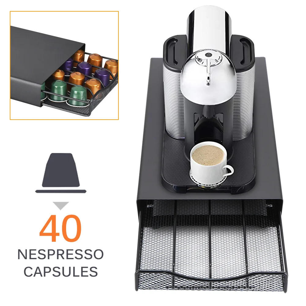 Description Picture 6 of itemCapsules Pod Holder Support 40Cups Capsule Nespresso Coffee Pod Organizer Metal Cafe Organizador Drawer Coffeeware Accessories