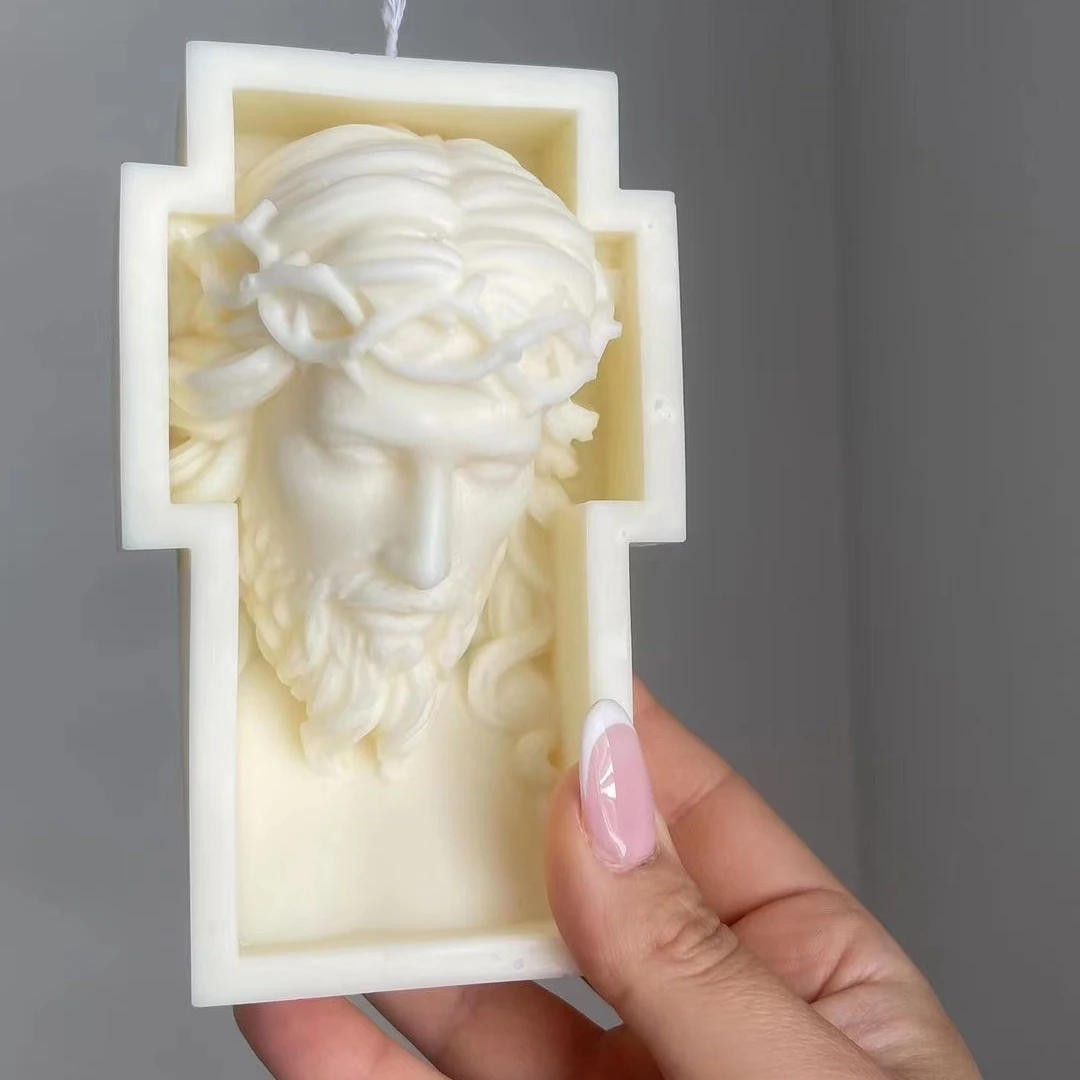 Description Picture 2 of itemDIY 2D/3D Jesus Mary Statue Resin Gypsum Silicone Mold Cross Jesus Statue Sculpture Candle Silicone Mold gypsum mould wax mold