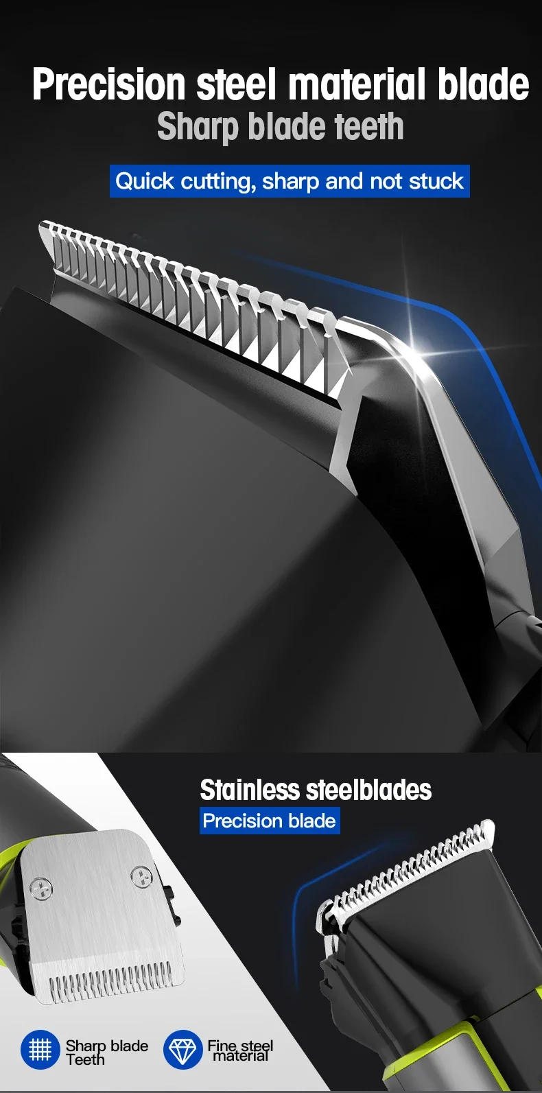 Description Picture 6 of itemRESUXI 677 Professional Household 4 in 1 Hair Trimmer Multi-function Hair Clipper Electric Shaver Nose Eyebrow Hair Grooming Kit