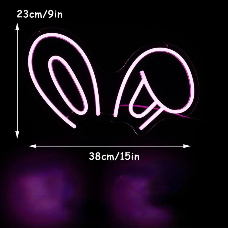 Description Picture 3 of itemRabbit Ears Pink Cute Neon Lights for Wall Decor Rabbit Neon Sign for Easter Children's Room Decoration Gifts For Birthday Party
