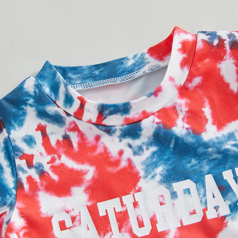 Description Picture 5 of itemKids Boys Pants Suit Casual Party Dye Letters Tops Drawstring Solid Color Short Trousers