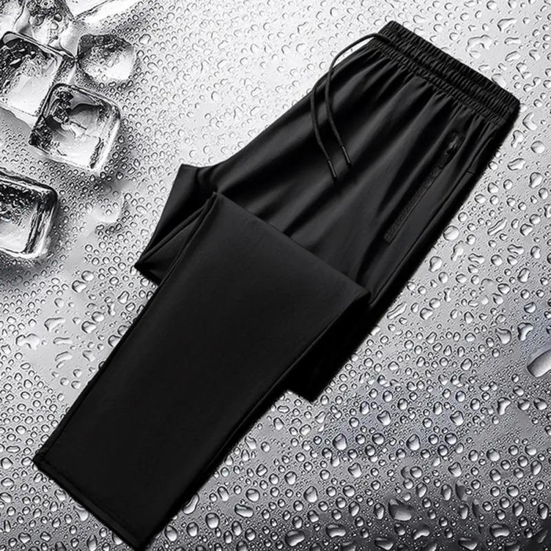 Description Picture 5 of itemMen Casual Trousers Men's Loose Ice Silk Sport Pants with Quick-drying Technology Wide Leg Design Side Pockets for Gym Training