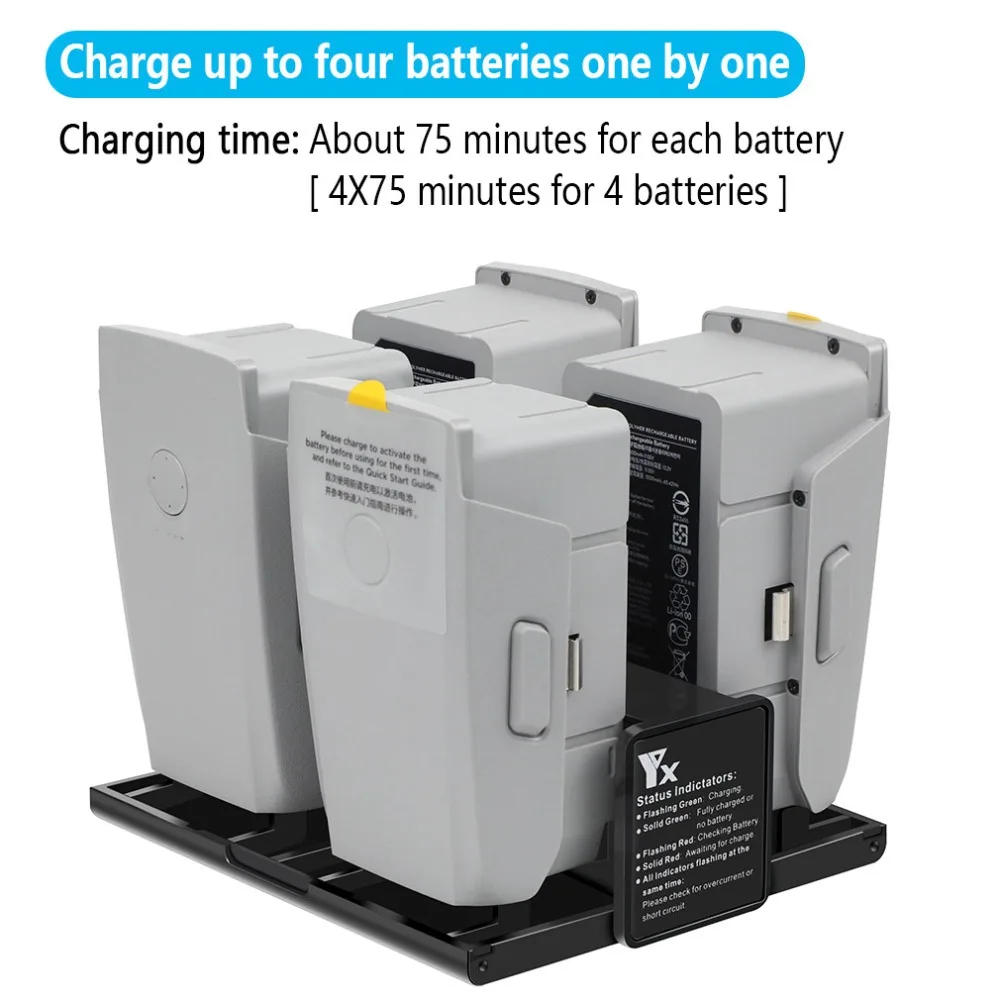 Description Picture 2 of itemNew Air 2 Charger Compatible with Air 2/2S Drone Battery 4 in 1 Charging Hub Portable Smart LED Butler