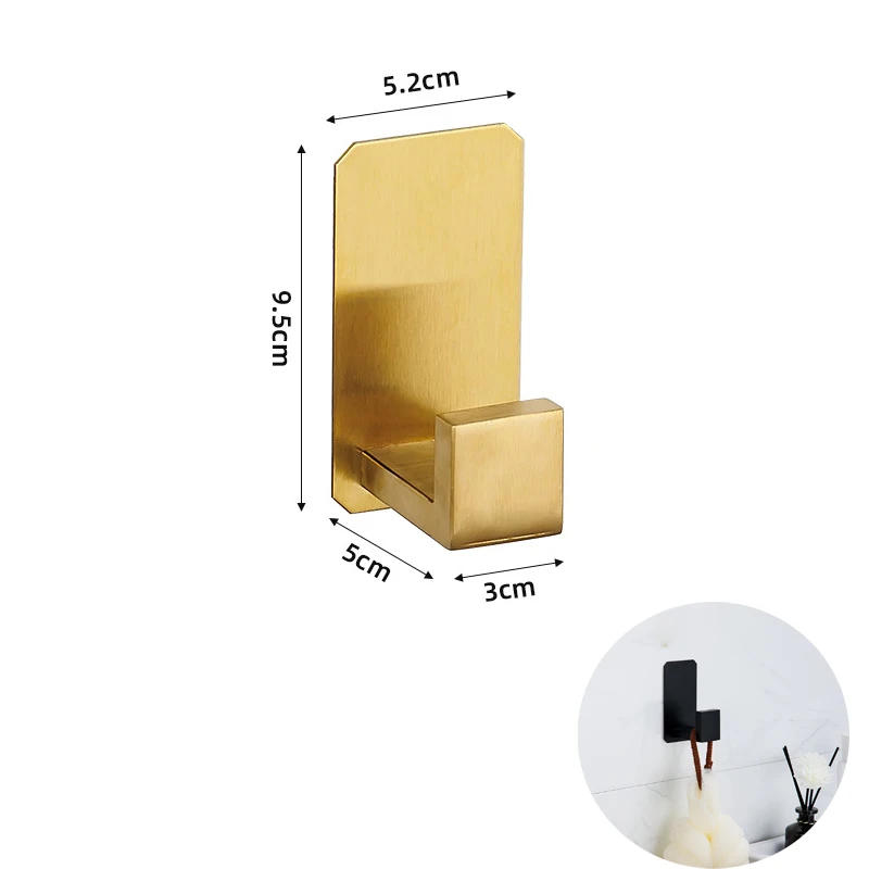 Description Picture 2 of itemSelf-adhesive Golden Bathroom Hardware Accessories Set Stainless Steel Toilet Paper Holder Towel Bar Hook Bathroom Accessories