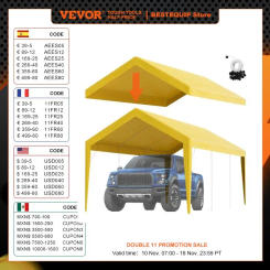 VEVOR Carport Replacement Canopy Cover Garage Top Tent Heavy-Duty Waterproof & UV Protected (Only Top Cover Not Include Frame)