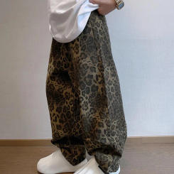 Hip-hop Style Pants Street Dance Trousers Leopard Print Hop Pants Deep Crotch Pockets Urban Streetwear Bottoms Long Trousers