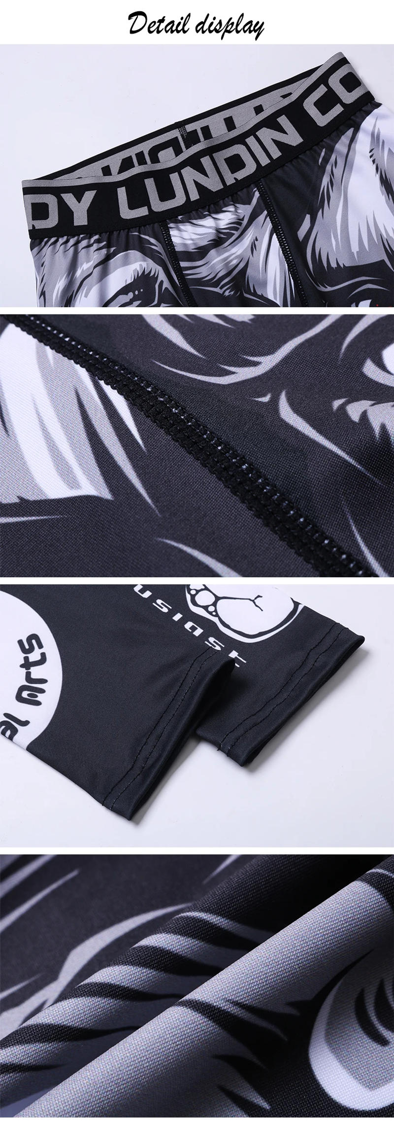 Description Picture 4 of itemSpandex Polyester UV Men's Pants Elastic Waist Football Pants Cody Lundin Men Quick Dry Compression Yoga Leggings Bjj Sportswear